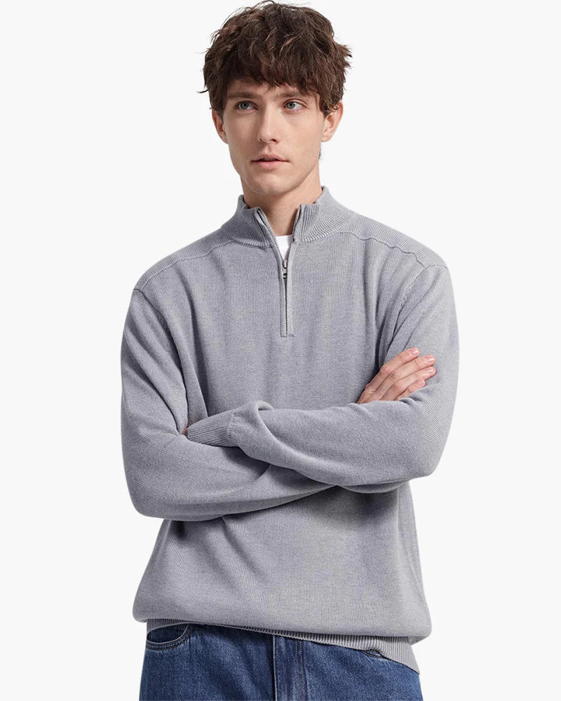 Merino Wool Zip Up Old Money